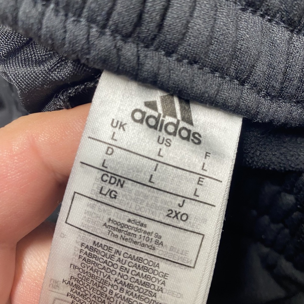 Adidas Pants Mens Large Black Athletic Track Straight Leg Zipper Pockets Logo - Picture 7 of 14